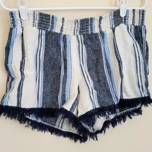 Blue Fringe Shorts